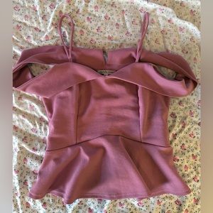 Charlotte Russe cold shoulder pink/mauve peplum top